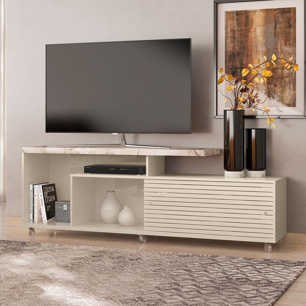 Hopper 68 Rack Rack para TVs até 65 Polegadas Hopper Calacata Off-White | MadeiraMadeira
