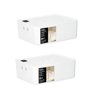 Kit 2 Organizadores com Tampa Fly 5,2l 26x20x12cm Branco
