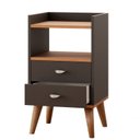 Ver imagem 5 de Mesa de Cabeceira Retrô Pés Palito em Madeira Maciça 2 Gavetas e Prateleira