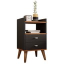 Ver imagem 3 de Mesa de Cabeceira Retrô Pés Palito em Madeira Maciça 2 Gavetas e Prateleira