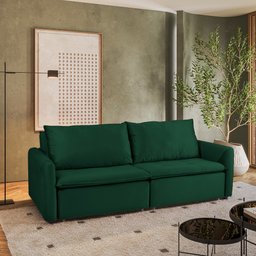 Sofá Cama Retrátil e Reclinável 4 Lugares 225cm em Veludo com Molas Greta Yescasa - 1
