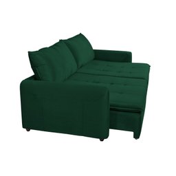 Sofá Cama Retrátil e Reclinável 4 Lugares 225cm em Veludo com Molas Greta Yescasa - 5