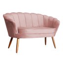 Ver imagem 2 de Poltrona Namoradeira Pétala Veludo - Pés de Madeira - Ds Estofados Rosa
