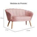 Ver imagem 5 de Poltrona Namoradeira Pétala Veludo - Pés de Madeira - Ds Estofados Rosa