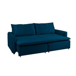 Sofá Cama Retrátil e Reclinável 4 Lugares 225cm em Veludo com Molas Greta Yescasa - 6