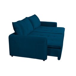 Sofá Cama Retrátil e Reclinável 4 Lugares 225cm em Veludo com Molas Greta Yescasa - 5