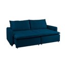 Ver imagem 6 de Sofá Cama Retrátil e Reclinável 4 Lugares 225cm em Veludo com Molas Greta Yescasa Azul