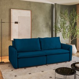 Sofá Cama Retrátil e Reclinável 4 Lugares 225cm em Veludo com Molas Greta Yescasa - 1