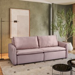 Sofá Cama Retrátil e Reclinável 4 Lugares 225cm em Veludo com Molas Greta Yescasa - 1