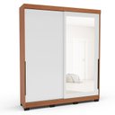 Ver imagem 2 de Guarda-Roupa 2 Portas Correr com Espelho Madrid Branco/Freijó