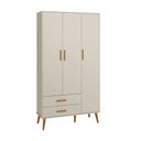 Ver imagem 5 de Kit Comoda Sapateira e Guarda Roupa Isis Pés Retrô 3 Portas 2 Gavetas Infantil Areia Fosco - Reller