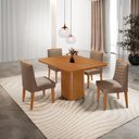 Ver imagem 1 de Mesa de Jantar Eloise 90cm Tampo Mdf Laminado Canto Copo com 4 Cadeiras Eloise Moderna Mobília