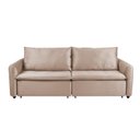 Ver imagem 7 de Sofá Cama Retrátil e Reclinável 4 Lugares 225cm em Suede com Molas Greta Yescasa Bege Castor