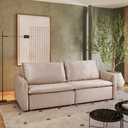 Sofá Cama Retrátil e Reclinável 4 Lugares 225cm em Suede com Molas Greta Yescasa - 1