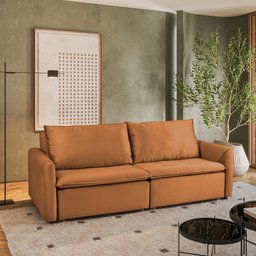 Sofá Cama Retrátil e Reclinável 4 Lugares 225cm em Veludo com Molas Greta Yescasa - 1
