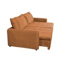 Ver imagem 5 de Sofá Cama Retrátil e Reclinável 4 Lugares 225cm em Veludo com Molas Greta Yescasa Laranja Terracota