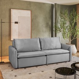 Sofá Cama Retrátil e Reclinável 4 Lugares 225cm em Veludo com Molas Greta Yescasa - 1