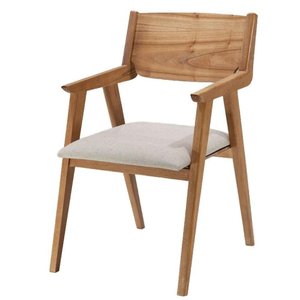 Cadeira Gaya com Braço Assento Linho Cor Rustico com Estrutura Cinamomo Natural - 71036