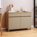 Ver imagem 1 de Balcão 2 Portas 2 Gavetas 120cm 100% MDF Realeza Premium Bege/Carvalho/Greige