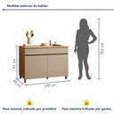 Ver imagem 3 de Balcão 2 Portas 2 Gavetas 120cm 100% MDF Realeza Premium Bege/Carvalho/Greige