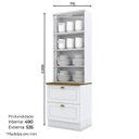 Ver imagem 3 de Cristaleira 2 Portas 2 Gav 72cm C357 Americana Branco Nature Henn