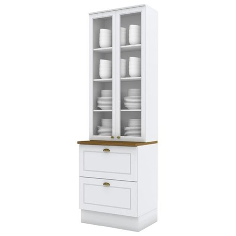 Cristaleira 2 Portas 2 Gav 72cm C357 Americana Branco Nature Henn