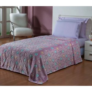 Manta Flannel Infantil Shine 1,50 x 2,20 Andreza - Corações Pink