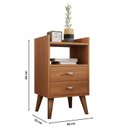 Ver imagem 4 de Mesa de Cabeceira Retrô Pés Palito em Madeira Maciça 2 Gavetas e Prateleira