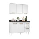 Ver imagem 1 de Armário Aéreo Manu 120 + Balcão P/ Pia Aline 118 Cm com Tampo Branco
