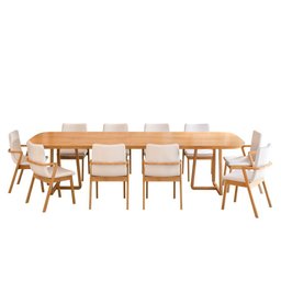 Mesa de Jantar Aurora com 10 Cadeiras Mabel Cinamomo Claro 300x120 - 1
