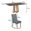 Ver imagem 4 de Conjunto Mesa Jantar Julia 1,6m Freijó Pés Cerejeira 6 Cadeiras Heloísa Almofadada - Cinza Veludo