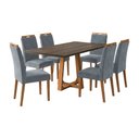 Ver imagem 3 de Conjunto Mesa Jantar Julia 1,6m Freijó Pés Cerejeira 6 Cadeiras Heloísa Almofadada - Cinza Veludo