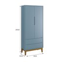 Ver imagem 4 de Guarda Roupa Infantil 2 Portas Classic Azul Fosco com Pés Amadeirado - Reller Móveis
