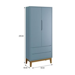 Guarda Roupa Infantil 2 Portas Classic Azul Fosco com Pés Amadeirado - Reller Móveis - 4 Guarda Roupa Infantil 2 Portas Classic Azul Fosco com Pés Amadeirado - Reller Móveis - 4