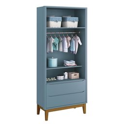 Guarda Roupa Infantil 2 Portas Classic Azul Fosco com Pés Amadeirado - Reller Móveis - 3 Guarda Roupa Infantil 2 Portas Classic Azul Fosco com Pés Amadeirado - Reller Móveis - 3