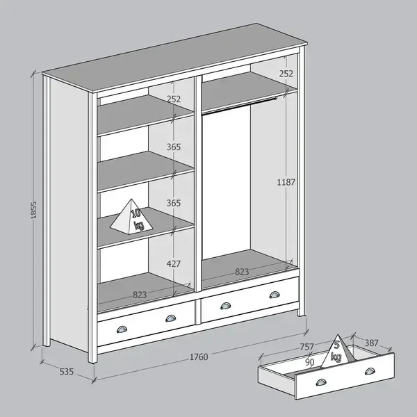Guarda Roupa Madeira Maciça 4 Portas Rústico Boho Campestre:freijo - 2