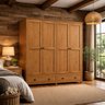 Guarda Roupa Madeira Maciça 4 Portas Rústico Boho Campestre:freijo - 2