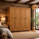 Ver imagem 2 de Guarda Roupa Madeira Maciça 4 Portas Rústico Boho Campestre:freijo