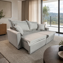 Ver imagem 2 de Sofá Cama Milano Retrátil e Reclinável Linho 1,90:Cinza