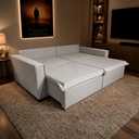 Ver imagem 4 de Sofá Cama Milano Retrátil e Reclinável Linho 1,90:Cinza