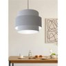 Lustre Sala de Jantar com Desvio Vivare Md-4397 Cúpula em Tecido 40cm Rustico Cinza 110v 220v - 3