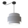 Lustre Sala de Jantar com Desvio Vivare Md-4397 Cúpula em Tecido 40cm Rustico Cinza 110v 220v - 1