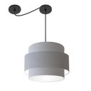 Ver imagem 1 de Lustre Sala de Jantar com Desvio Vivare Md-4397 Cúpula em Tecido 40cm Rustico Cinza 110v 220v