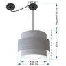 Lustre Sala de Jantar com Desvio Vivare Md-4397 Cúpula em Tecido 40cm Rustico Cinza 110v 220v - 5