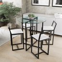 Ver imagem 1 de Conjunto Mesa 4 Cadeiras Estofado Tampo Vidro Redondo Industrial Black