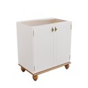 Ver imagem 1 de Balcão 2 Portas com Base e Pés de Madeira Maciça Joy Branco/Off White