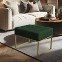 Ver imagem 2 de Puff Lisa Suede Verde Base Metálica Industrial Dourado - Pallazio