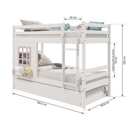 Treliche Infantil com Janela Madeira Maciça Branco/ Rosa Housin - 3