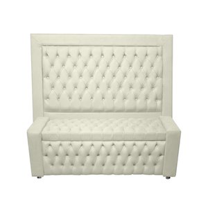 Cabeceira e Recamier Baú Bia para Cama Box Casal Queen 1.60 - Suede - Sv Decor:marfim