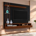 Ver imagem 1 de Painel para TV Eros 55" 160cm MDF-MDP com Nichos e LED Preto e Canela Carmolar Móveis